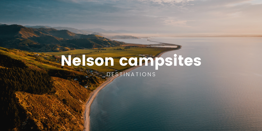 Tent pitched at a scenic Nelson campsite, with mountains in the background. Kiwiana summer holiday!