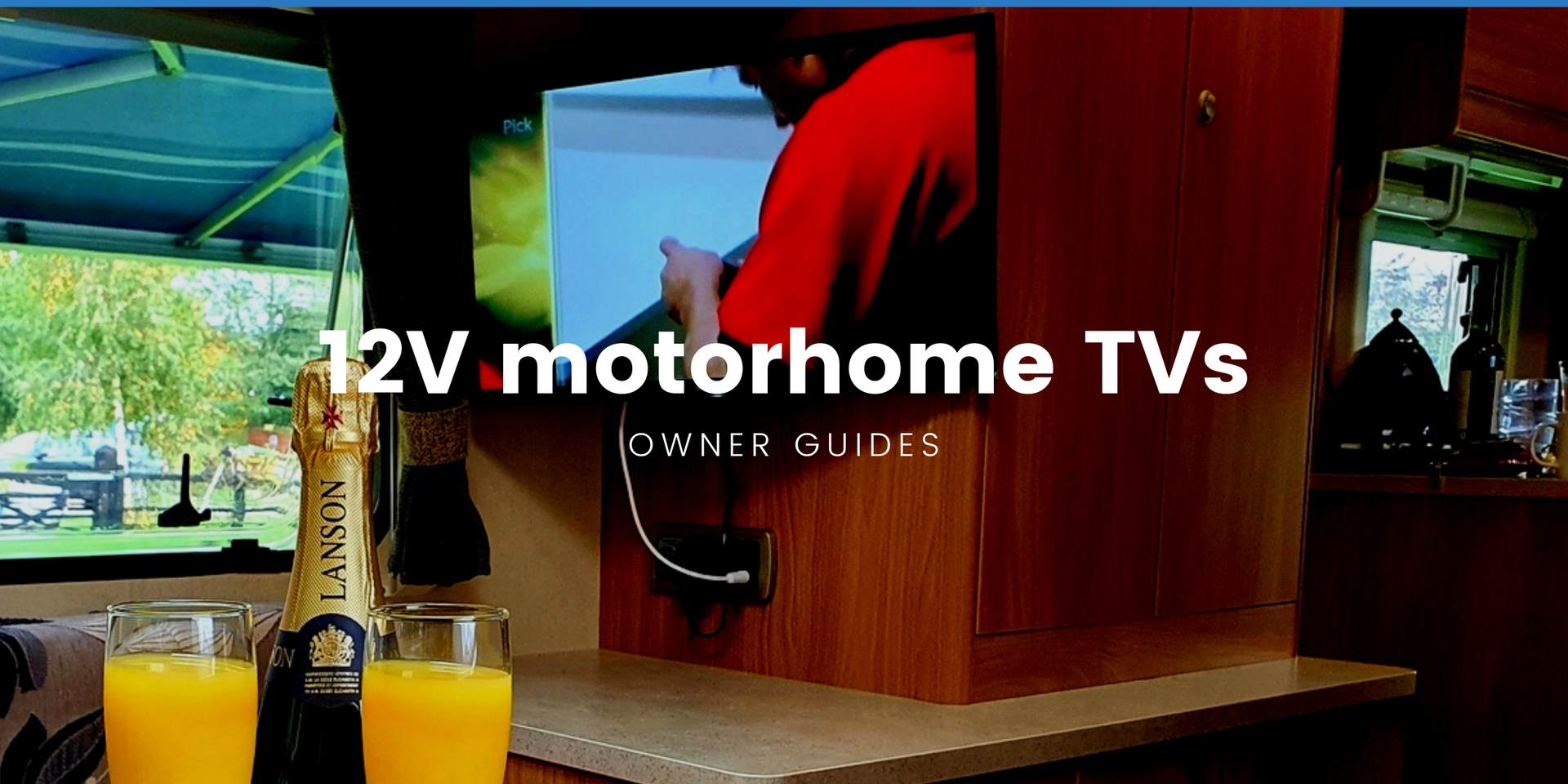 Motorhome parked up at a British campsite with TV aerial visible.