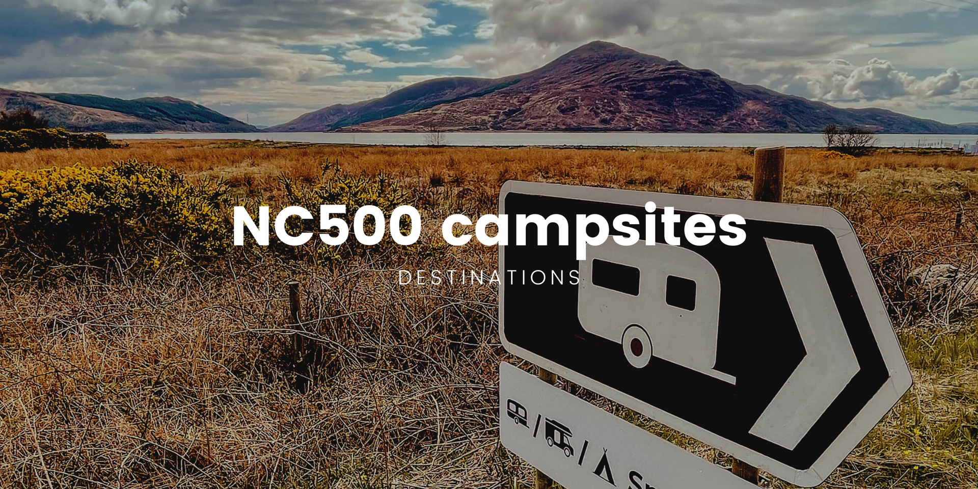Motorhome camping at scenic Scottish Highlands campsite on the North Coast 500 route.