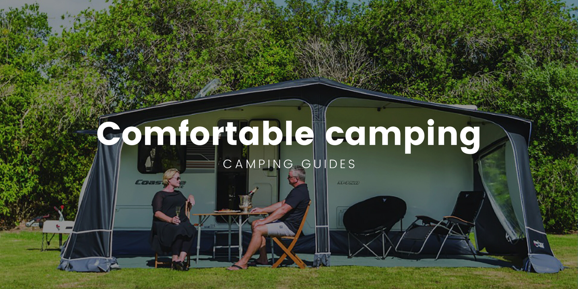 Luxe campsite setup in Aotearoa, with glamping tent and mountain views.