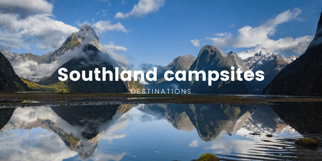 Tent pitched beside a tranquil Southland lake, mountains in the distance. Classic Kiwi camping!