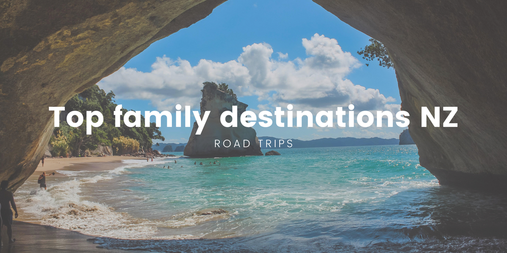 Family road trip: Campervan overlooking a scenic NZ lake. Heaps good camping holiday vibes!