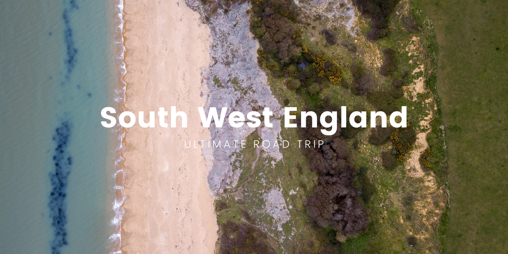 Campervan overlooking Dorset's Jurassic Coast. Road trip adventure in South-West England.