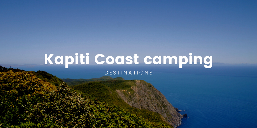 Tent pitched at a Kapiti Coast campground, beach in background.