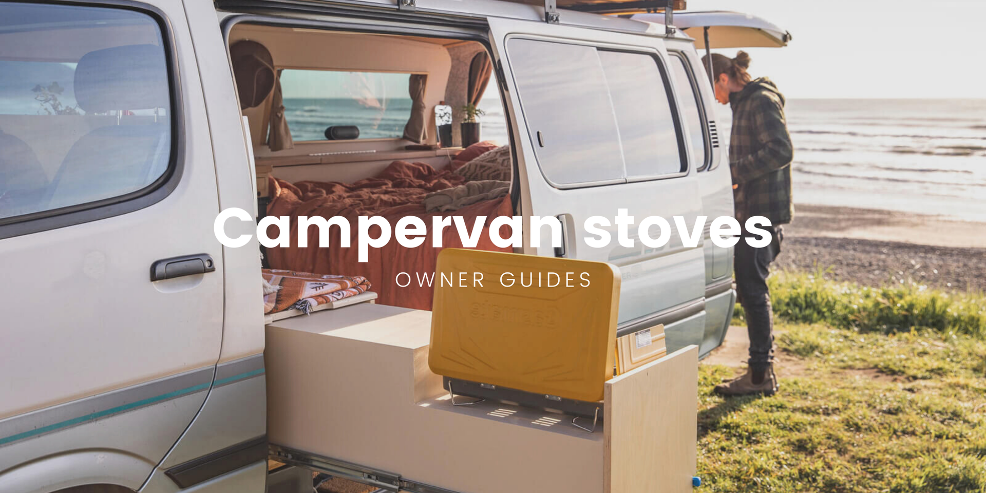 Campervan cooking dinner at a scenic campsite in the South Island, NZ.