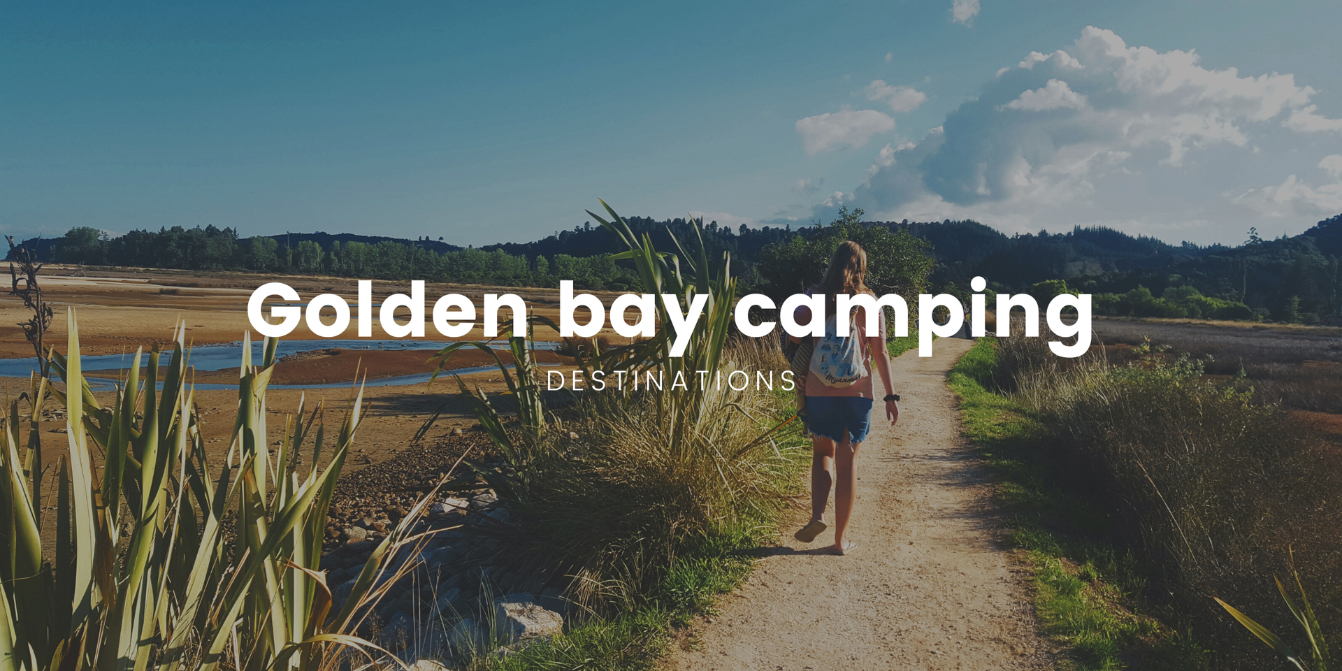 Tent nestled amongst trees at a Golden Bay campsite, South Island.