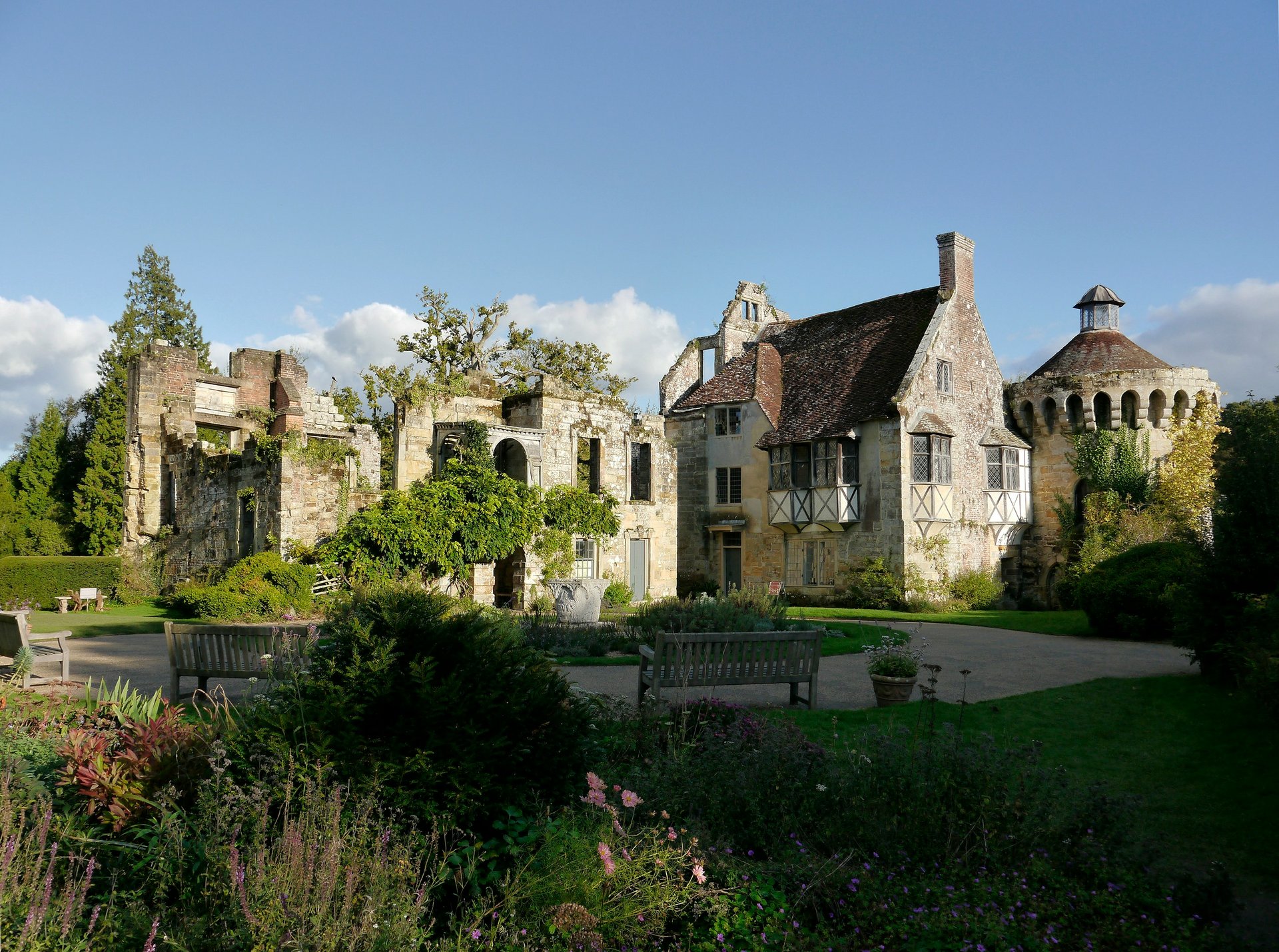 Tents pitched in a Kent campsite, with rolling countryside in the distance.