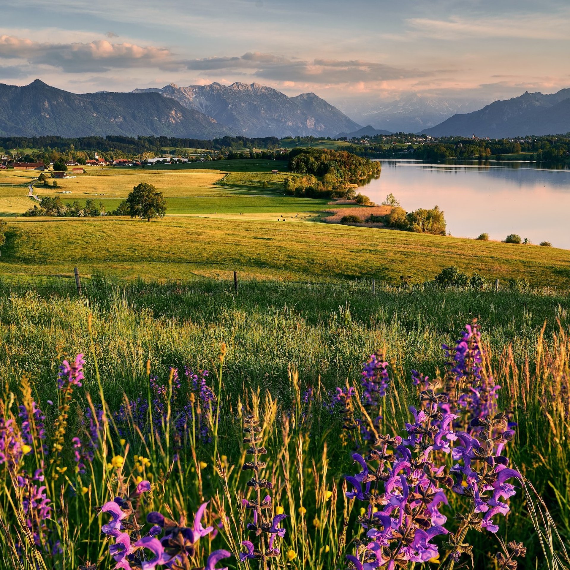 Sonnenuntergang Bayern Berge Camping am See Alpen