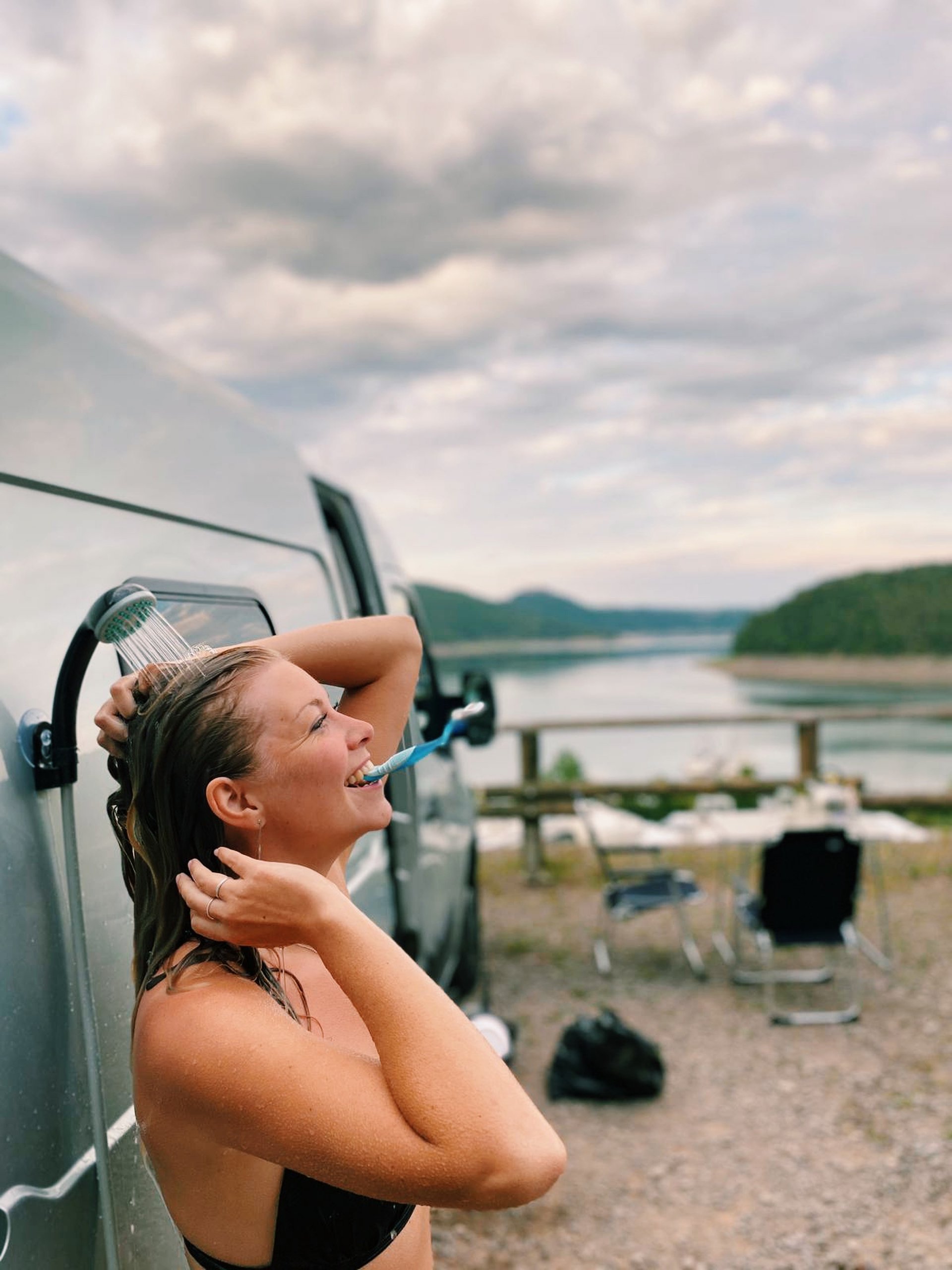 vanlife douchen buiten