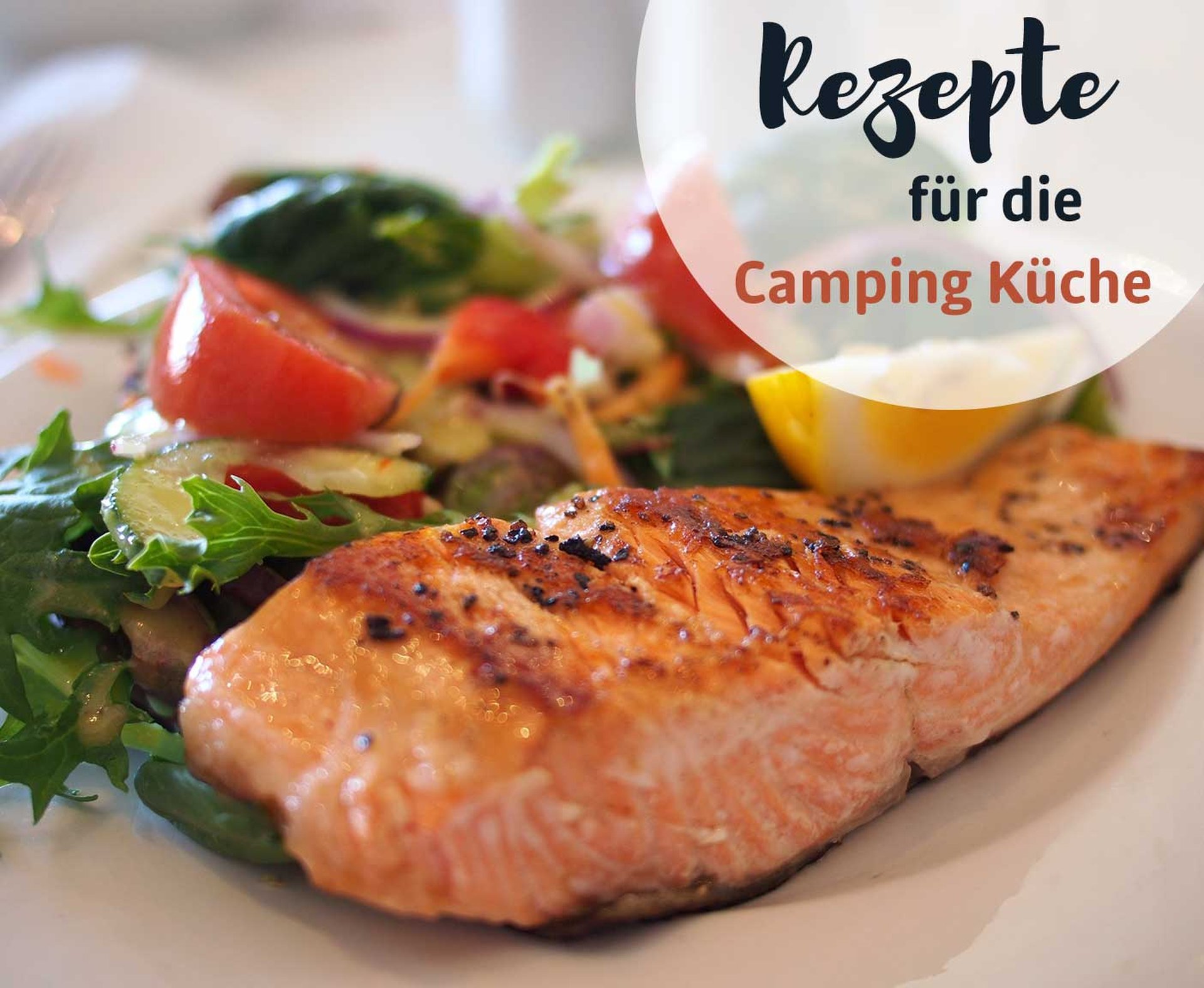 Lachsfilet mit Tomaten, Salat, Zitrone, Packliste Camping mit PaulCamper