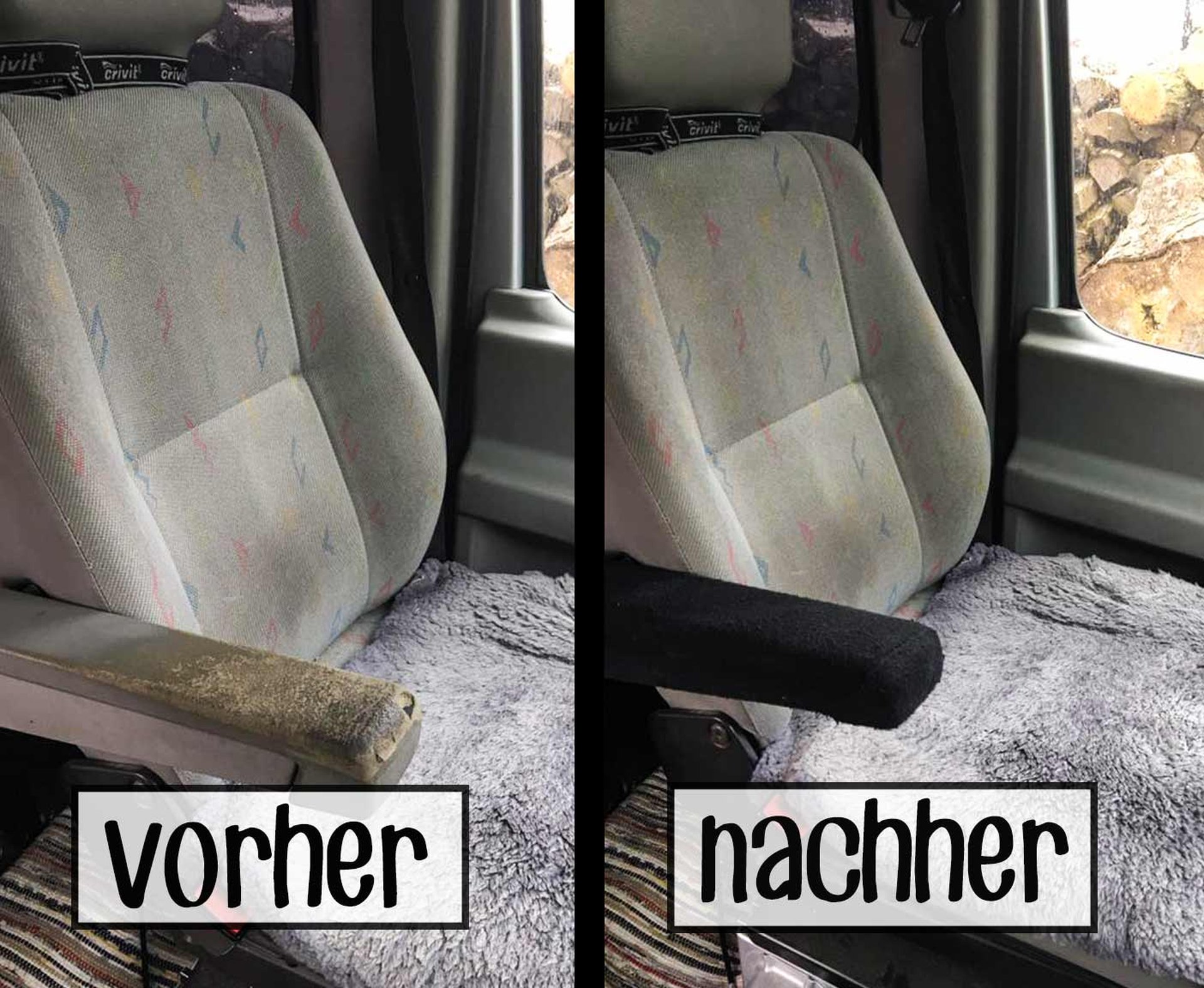 verschlissene Armlehne und Socke Camper