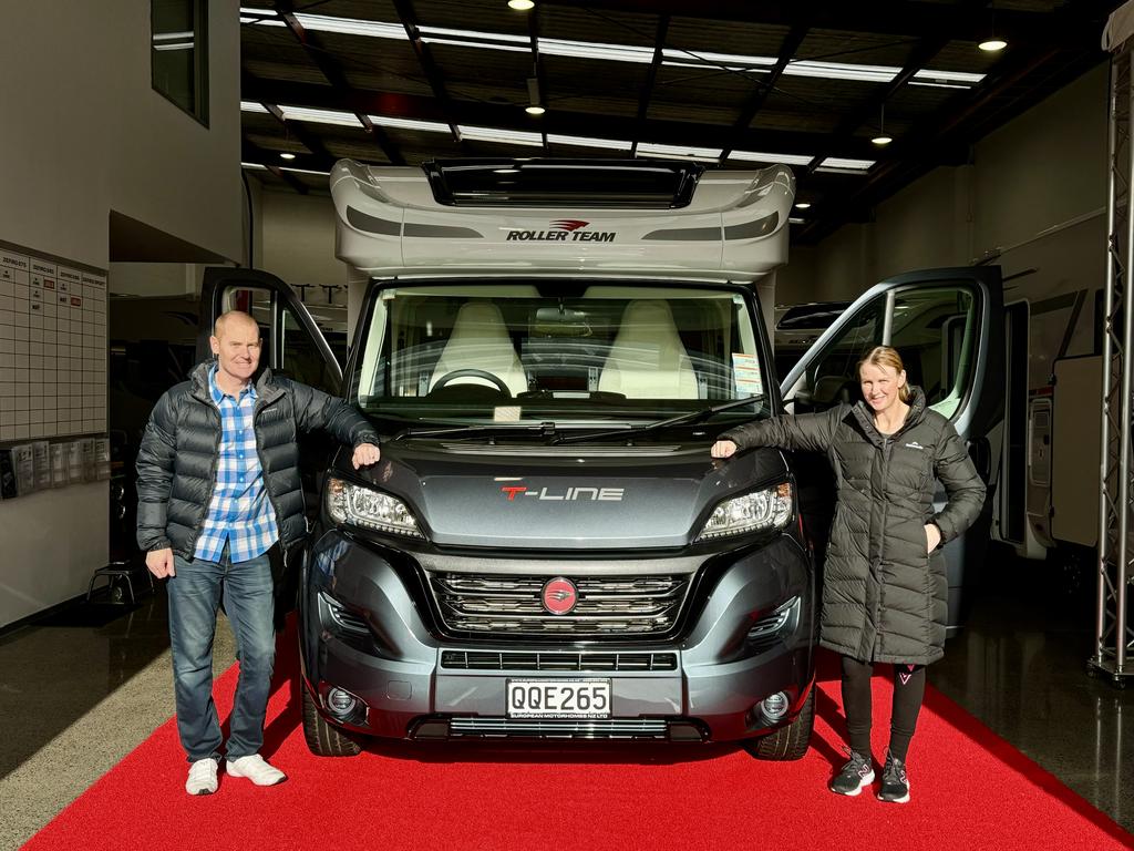 Motorhome parked up at a beaut camping spot, ready for a Kiwi adventure.