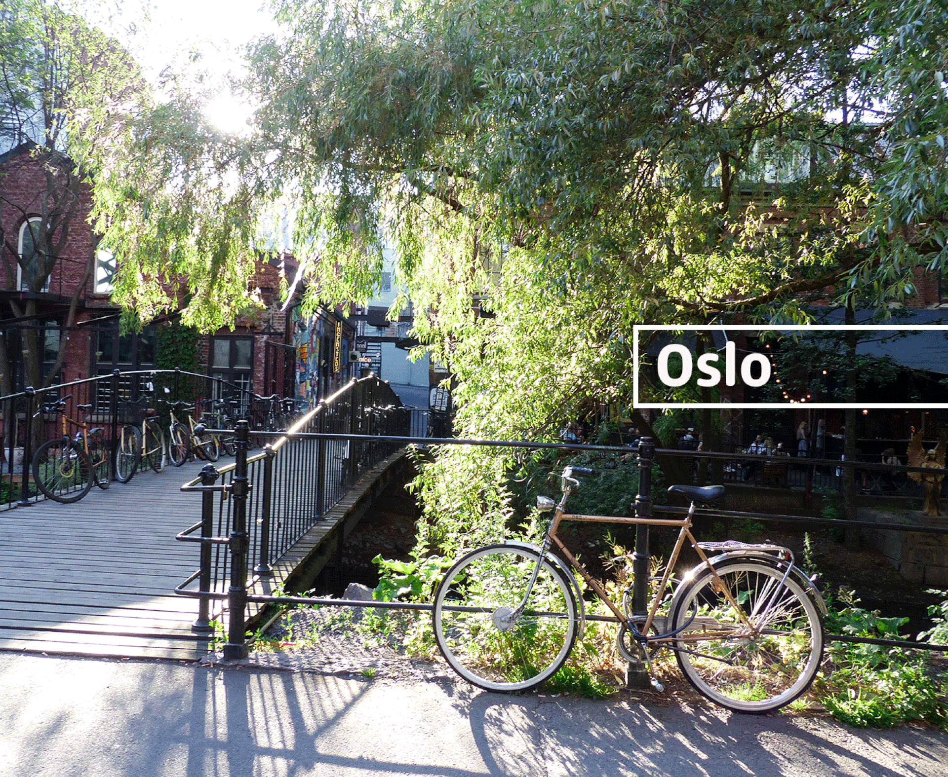 Fahrrad an Brücke angelehnt in Oslo