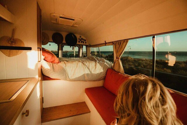 The inside of a campervan