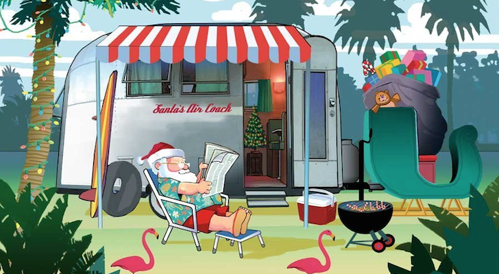 Caravan setup at a bush campsite, ready for a bonza Christmas holiday in the Aussie outdoors.