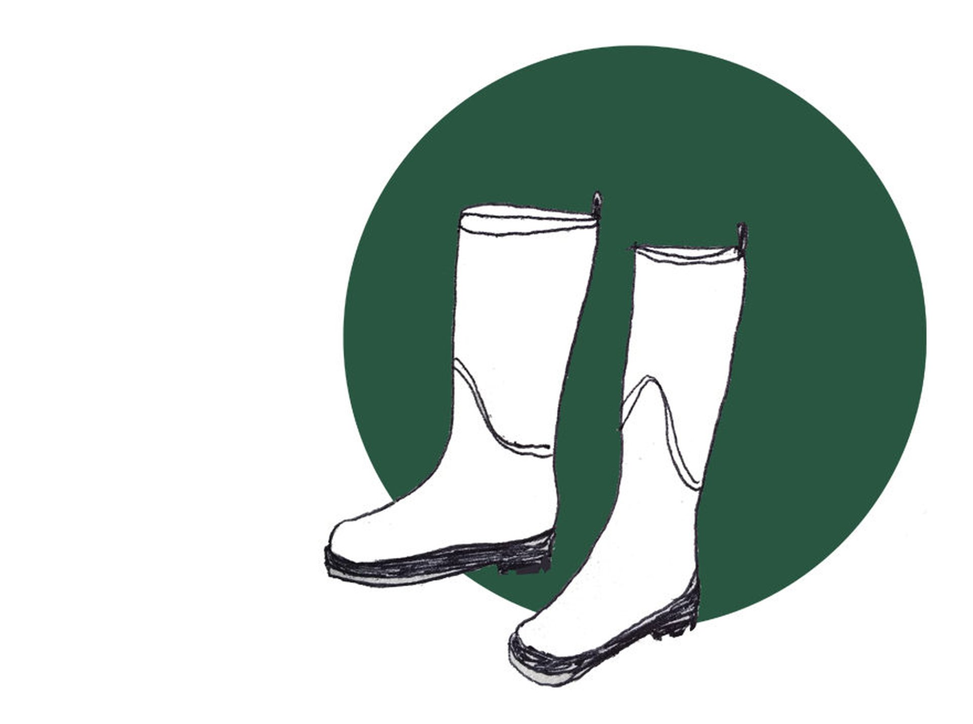 Schlechtes Wetter beim Camping Gummistiefel
