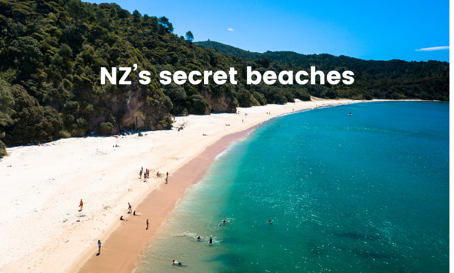 Remote beach in Aotearoa with campervan, nobody around. Shhh, it's a secret!