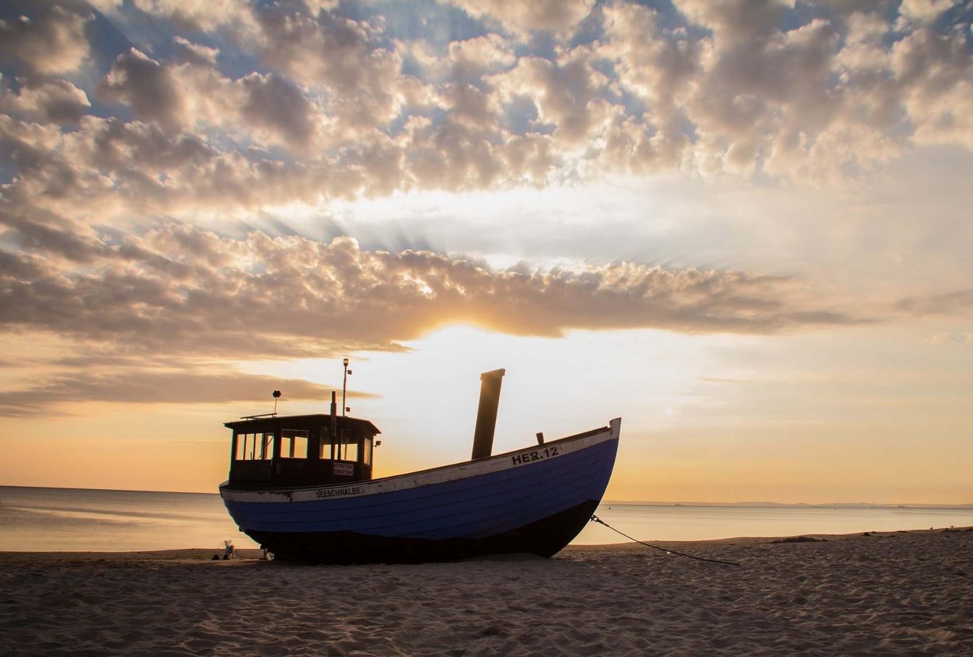 Heringsdorf Boot Strand Sonnenuntergang