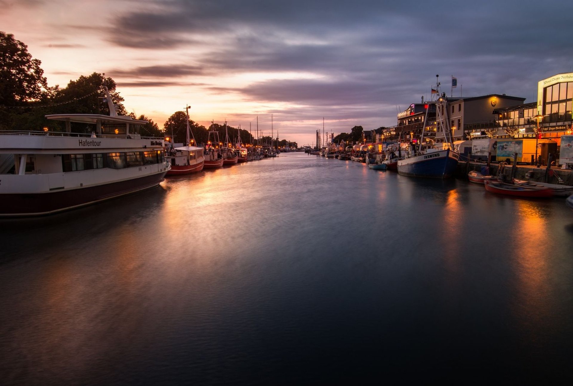 Warnemünde Hafen Sonnenuntergang