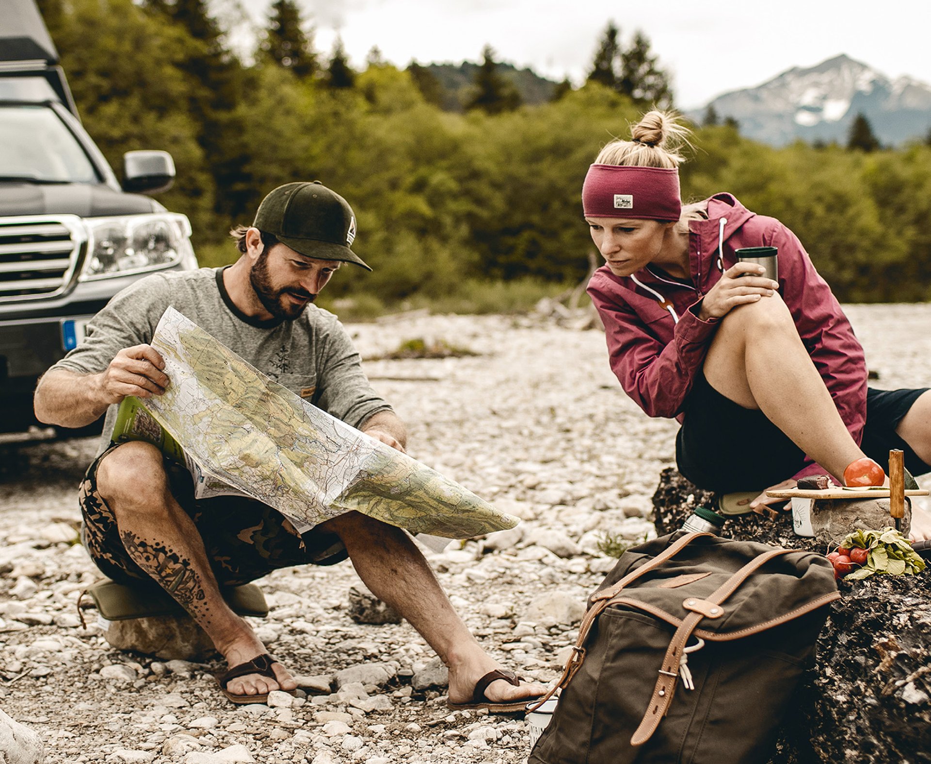 Wandern Reisen Camper Mann Frau