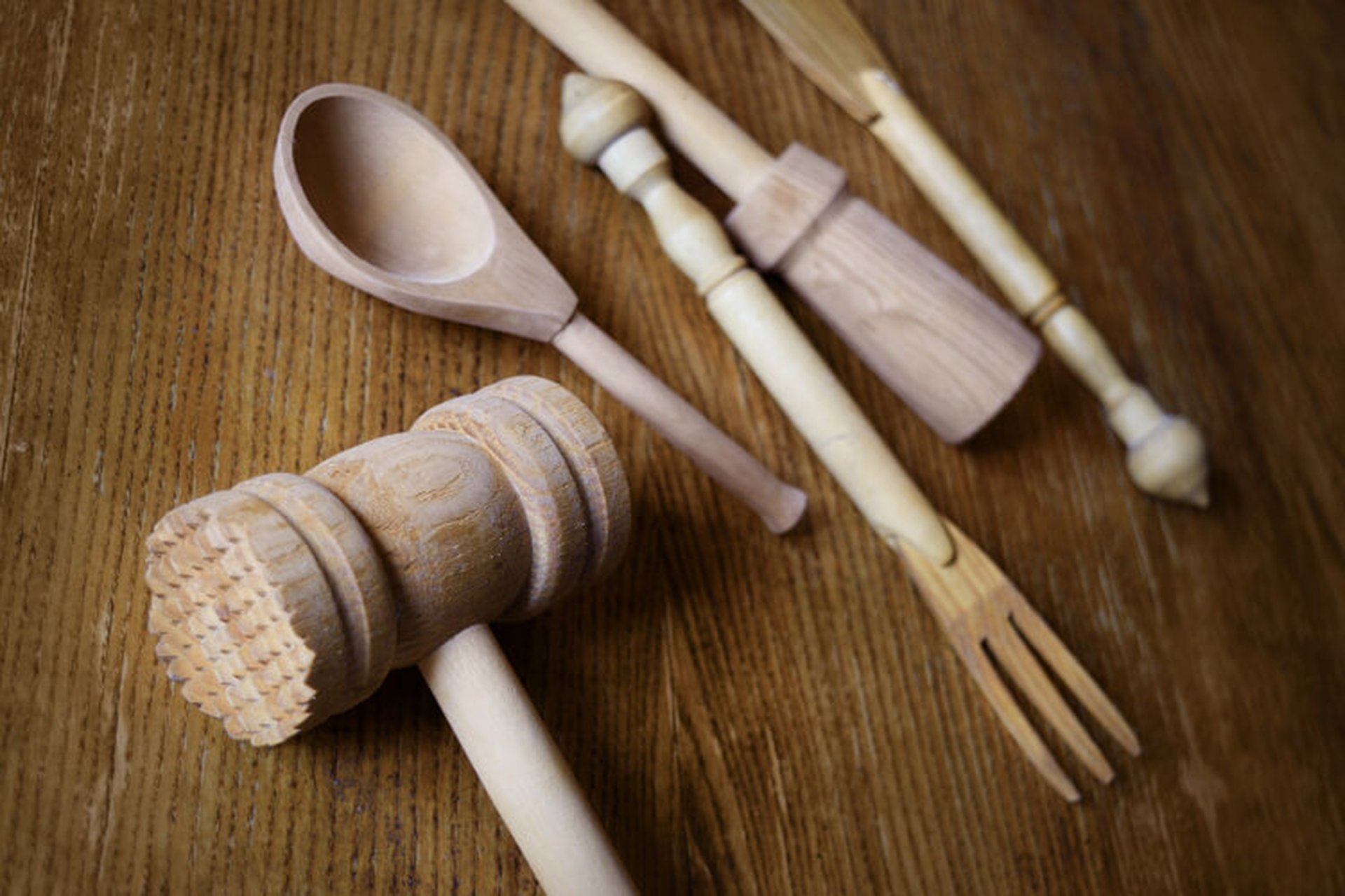 houten bestek kampeerservies