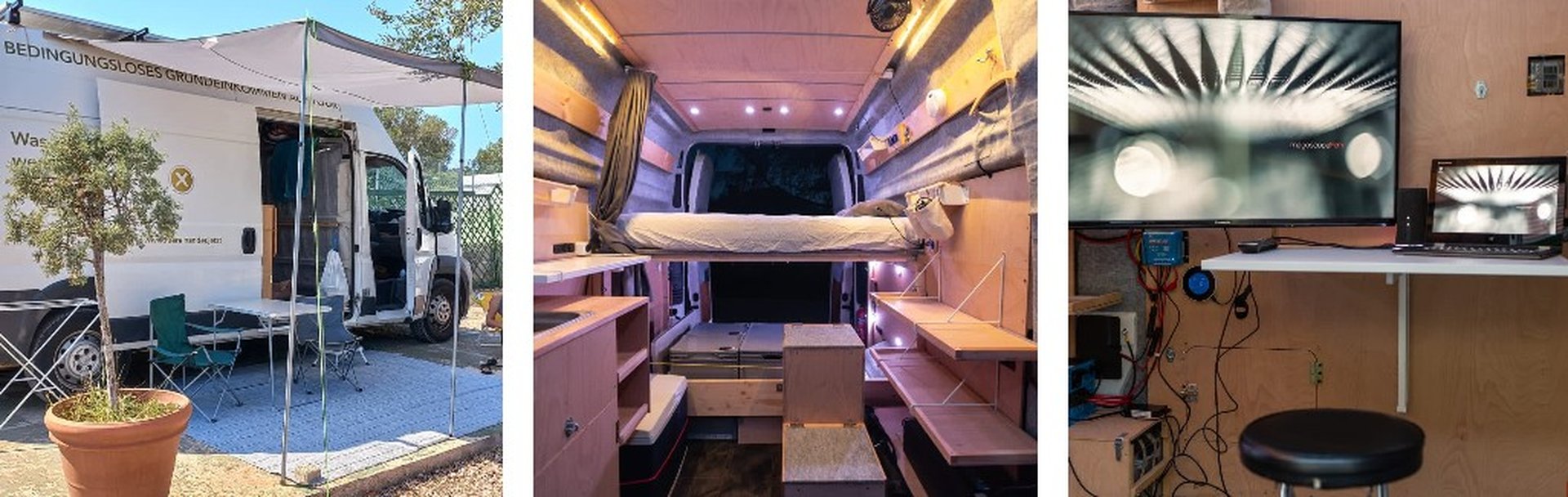 Mobiles Home-Office selbstausgebauter Camper Campingurlaub