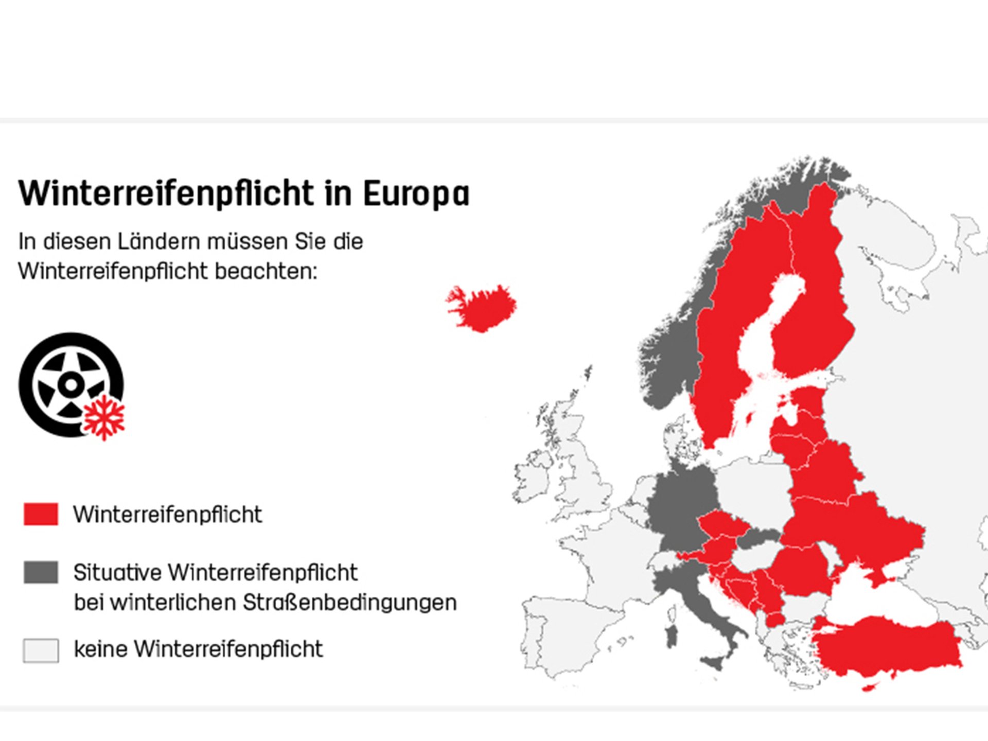 Winterreifenpflicht Karte Europa