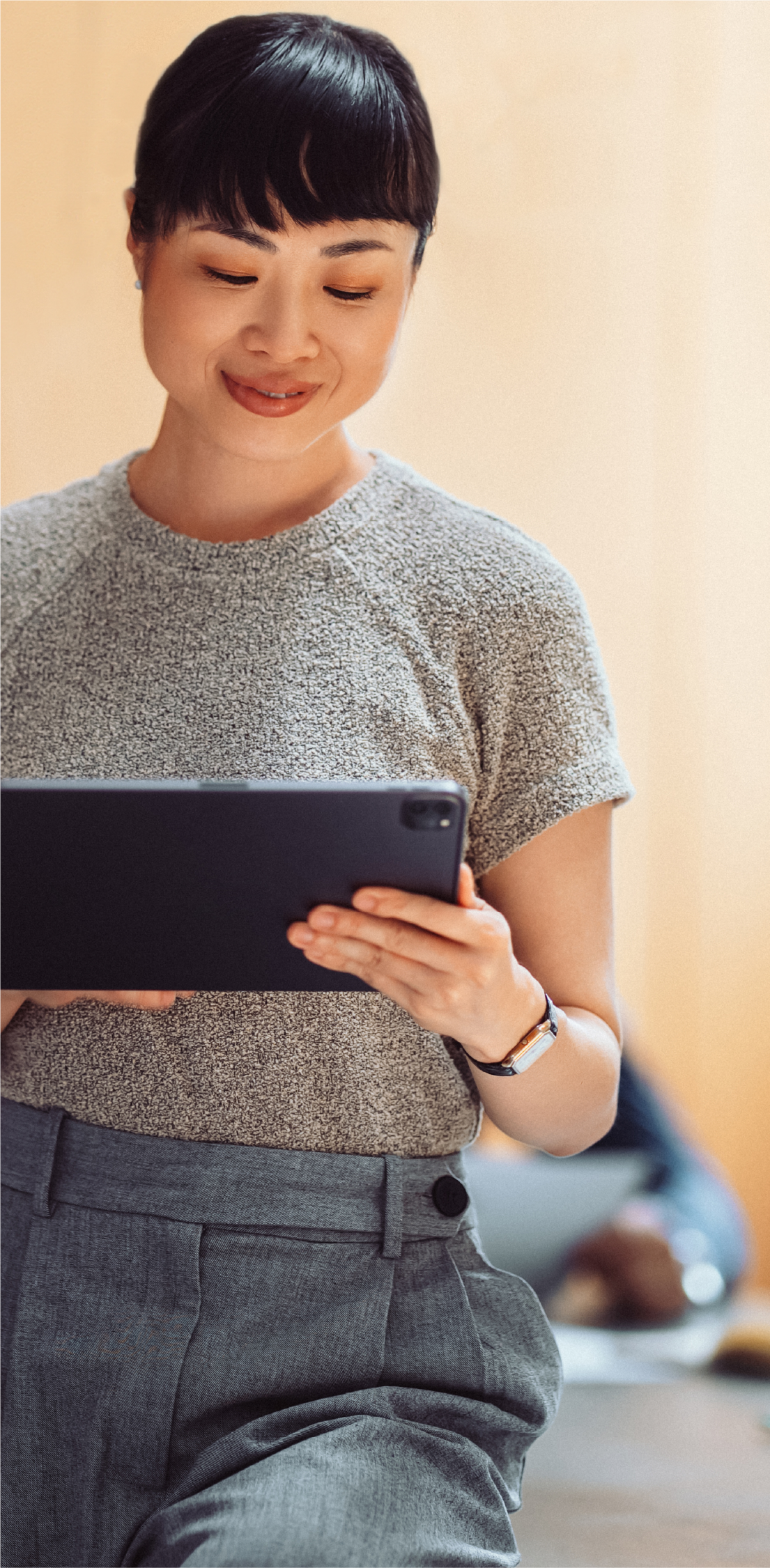 Woman looking at ipad