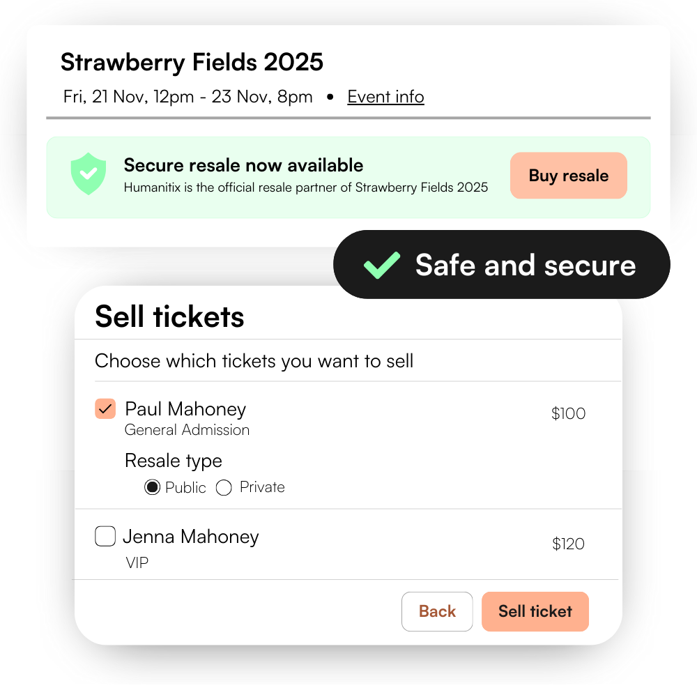 Safe, secure and affordable resale through Humanitix