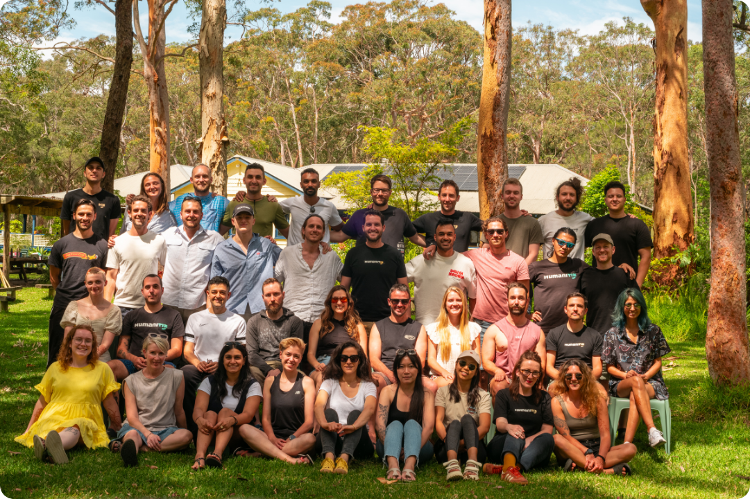 Humanitix team photo at retreat - Summerland Point
