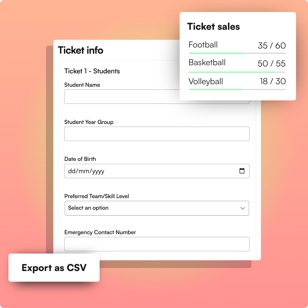 Custom checkout questions and easy exports