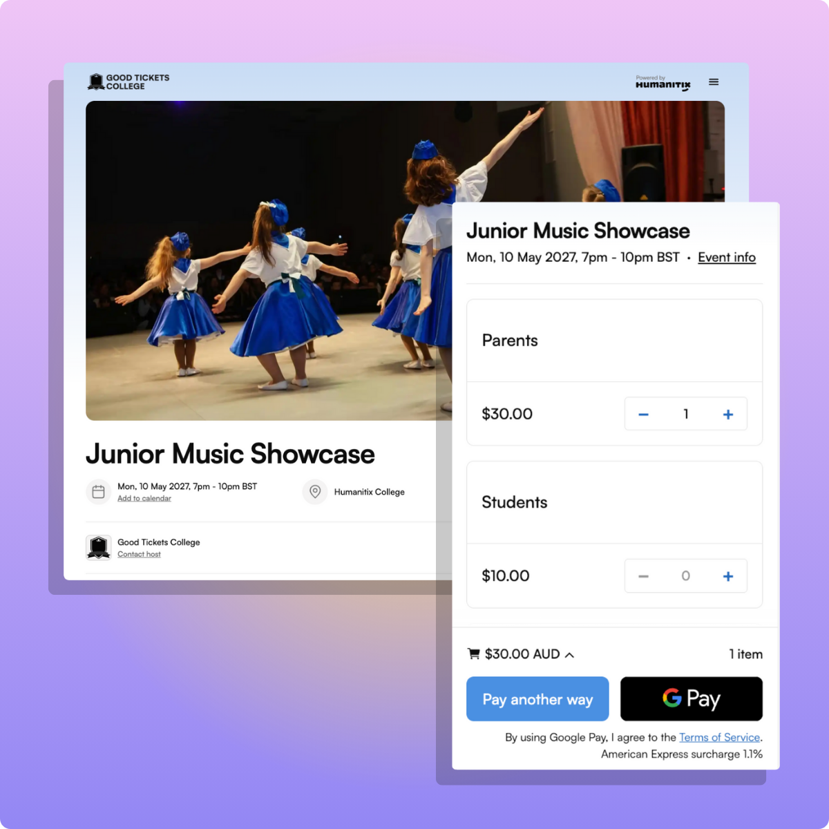 Created event pages with your institutions branding