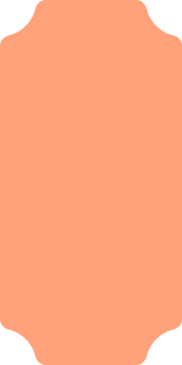Orange scalloped rectangle with a vertical orientation on a white background.
