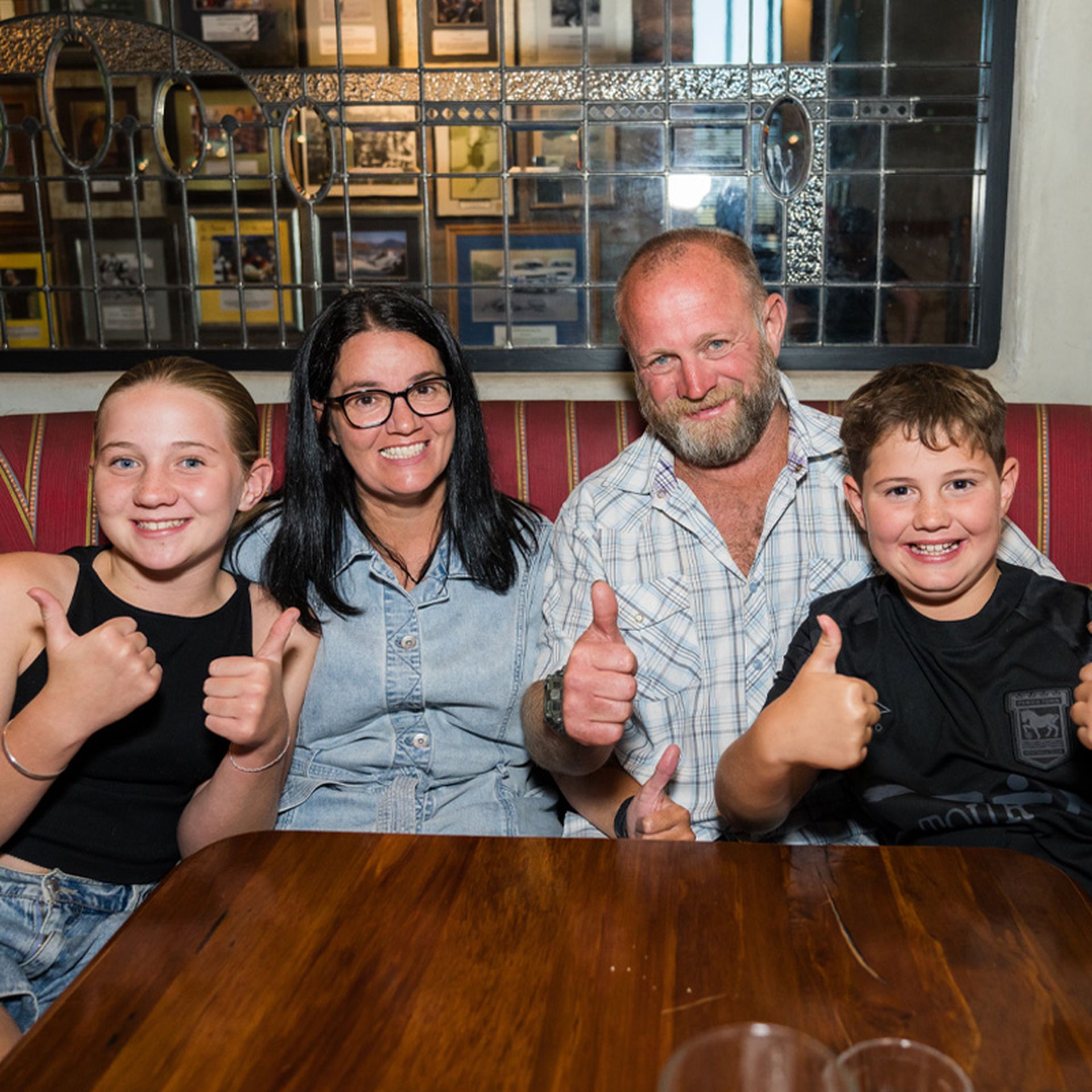 A family at their local Lone Star after having enjoyed their meal.