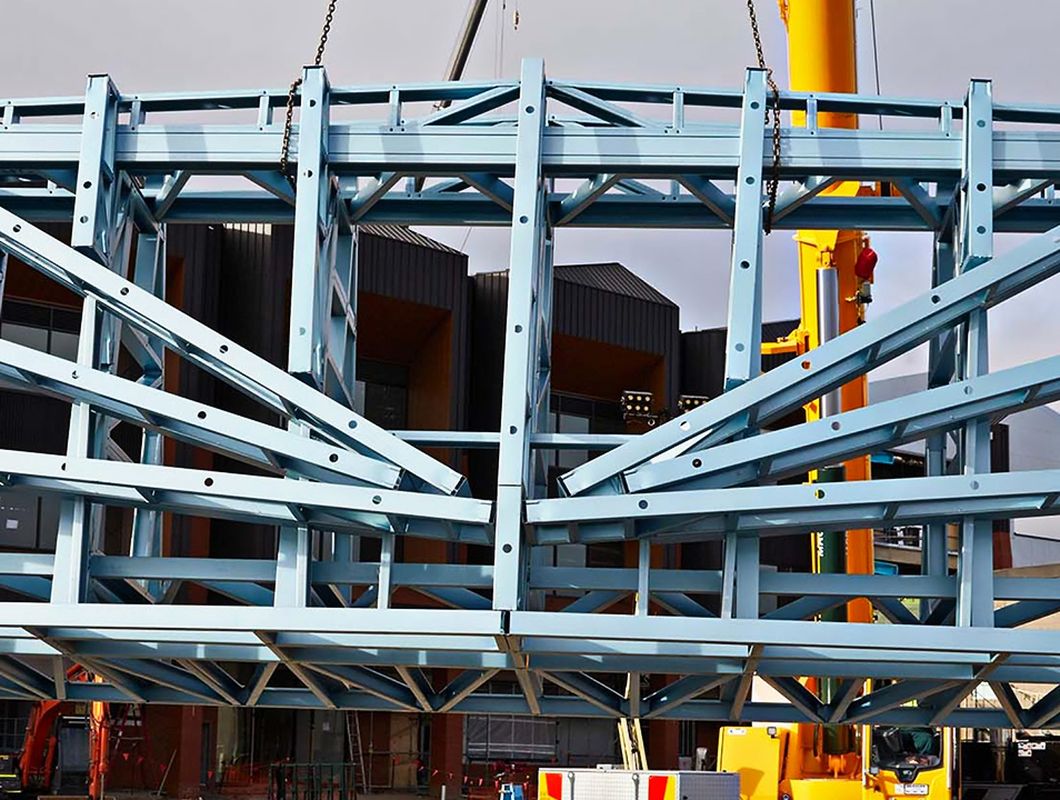Framing made from TRUECORE® steel for prefabricated building facades