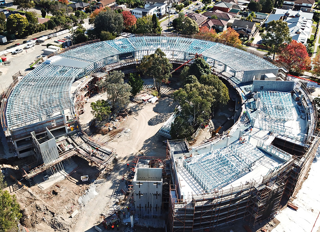 This distinctive circular designed school was delivered for the start of the 2020 school year. Light Gauge Steel (LGS) made from TRUECORE® steel was used on this project.