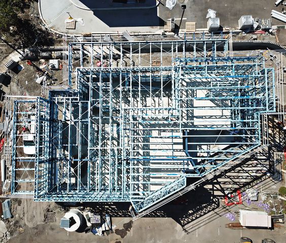 Framing made from TRUECORE® steel used for framing on standalone retail development