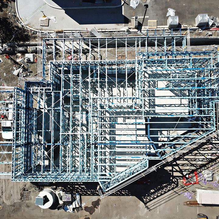 Framing made from TRUECORE® steel used for framing on standalone retail development