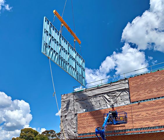 Framing made from TRUECORE® steel for prefabricated building facades