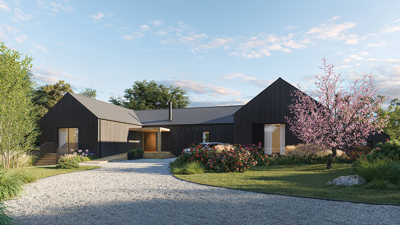 The Block 2025 House 1 features frames made from TRUECORE® steel and roofing in COLORBOND® steel, in the colour Monument® Matt. The crisp Monument® Matt in the profile COLORBOND® steel in the profile KLIPLOK.