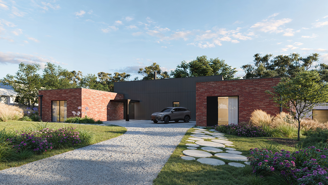 The Block 2025 House 4 features framing made from TRUECORE® steel and a roof made from COLORBOND® steel, in the colour Basalt® Matt in the profile Custom ORB.