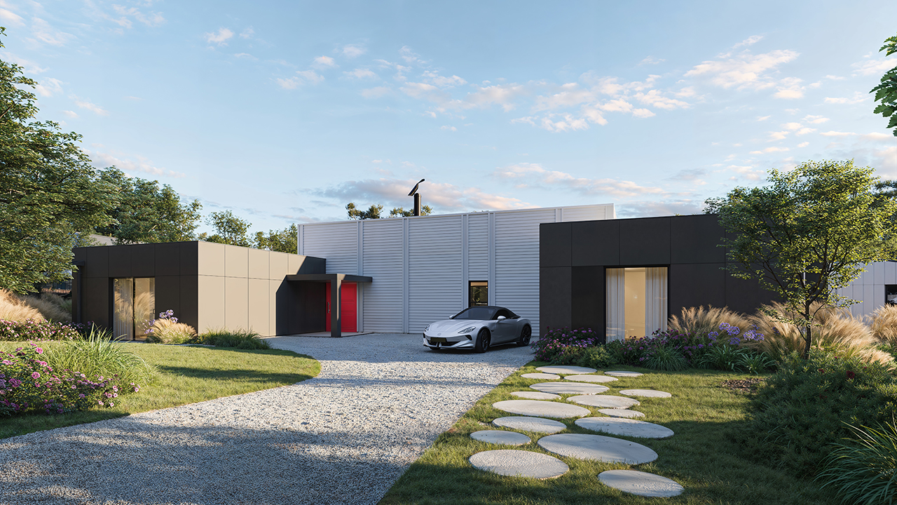 The Block 2025 House 2 features framing made from TRUECORE® steel and a roof made from COLORBOND® steel, in the calm and cool colour Wallaby® in the profile Custom ORB.