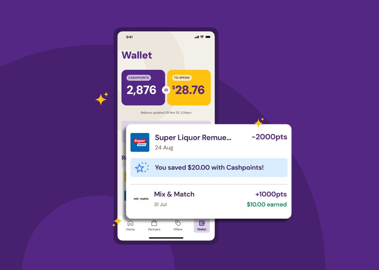 Track your Cashpoints balance and activity in real time