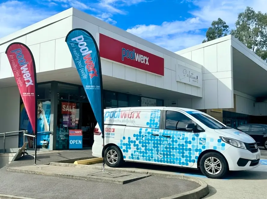 A Poolwerx retail store and mobile service van
