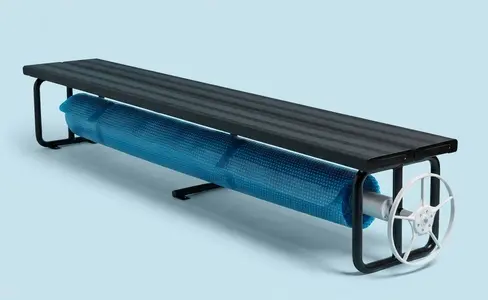 Daisy 525B Blue Solar Pool Cover + Under Bench Roller