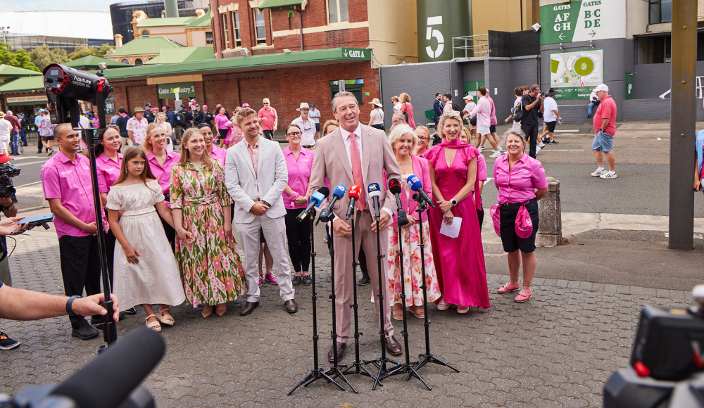 Glenn McGrath addresses media on Jane McGrath Day at the SCG.