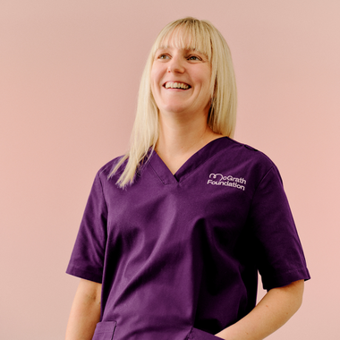 McGrath Nurse Marie Laing wearing scrubs