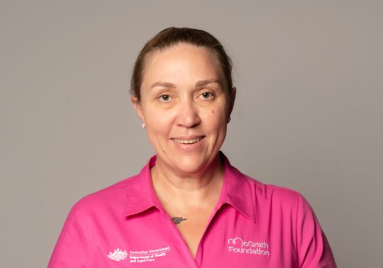 Shannon Henderson McGrath Cancer Care Nurse in pink uniform