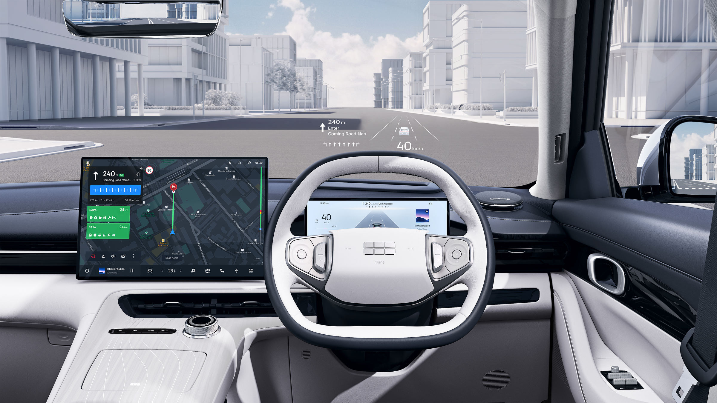 13.8-inch Head-Up Display showing driving data