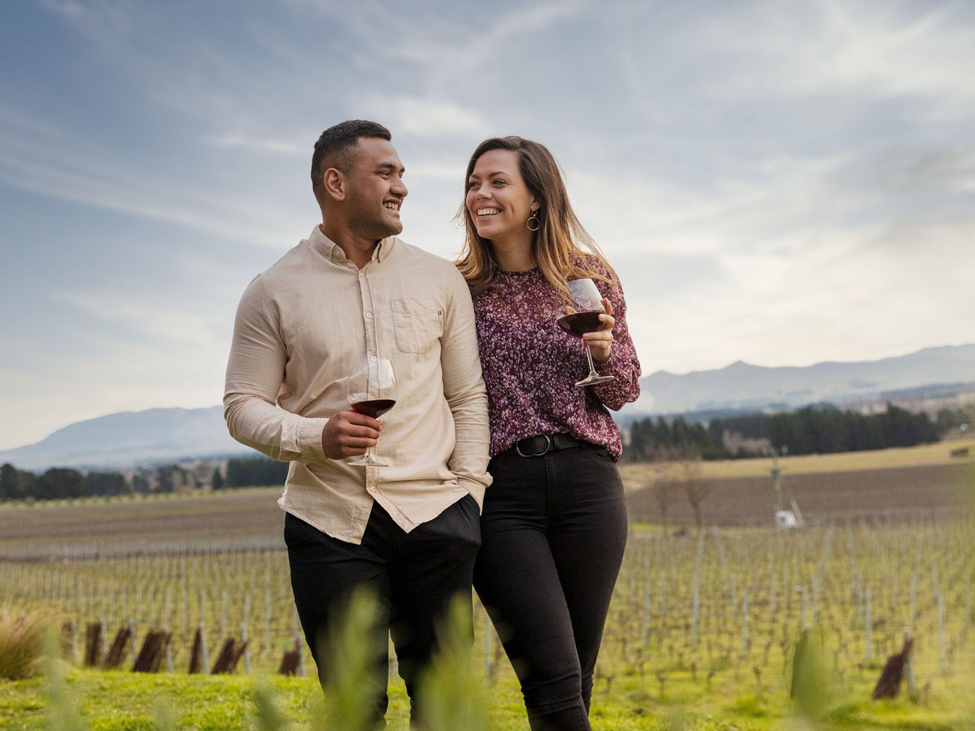 Couple wine tasting